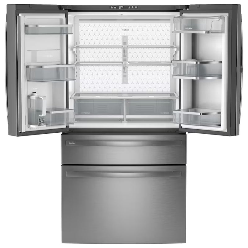 Profile Standard-Depth 29-Cu Ft 4 -Door 36-In Wide Smart Compatible French Door Refrirator with Ice Maker with Water Dispenser and Door within Door ( Finrprint-Resistant Stainless Steel ) ENERGY STAR Certified
