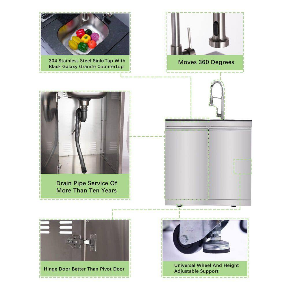 43 In. 6-Burner 85,000 BTU Stainless Steel Outdoor Kitchen BBQ Grill Island, Wine Refrigerator, Rotisserie, in Sliver