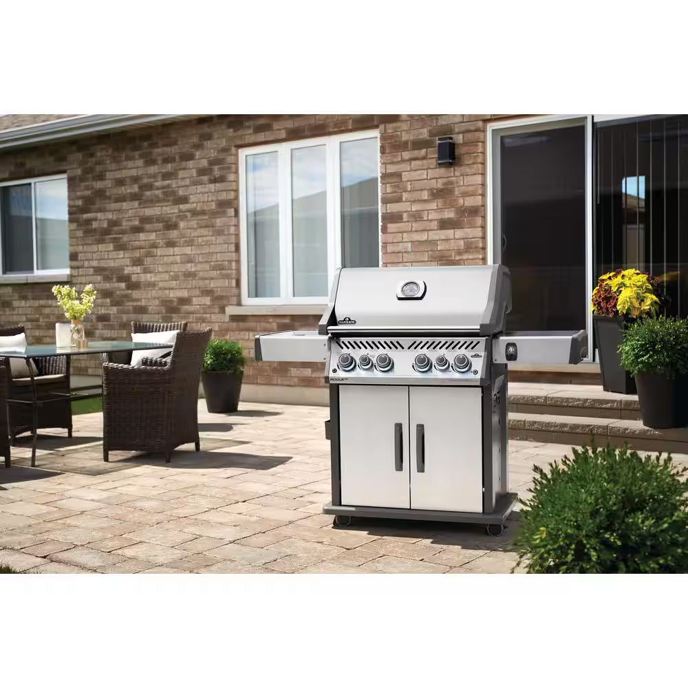 Rogue 4-Burner Propane Gas Grill in Stainless Steel with Infrared Rear and Side Burners