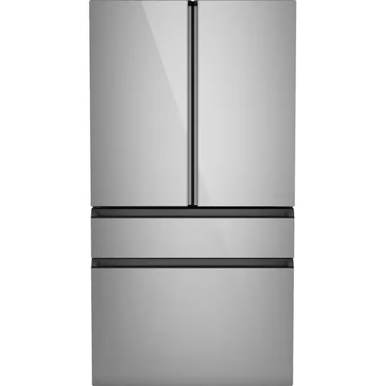 Standard-Depth 27.8-Cu Ft 4 -Door 36-In Wide Smart Compatible French Door Refrigerator with Ice Maker with Water and Ice Dispenser ( Matte White with Brushed Bronze Handles ) ENERGY STAR Certified