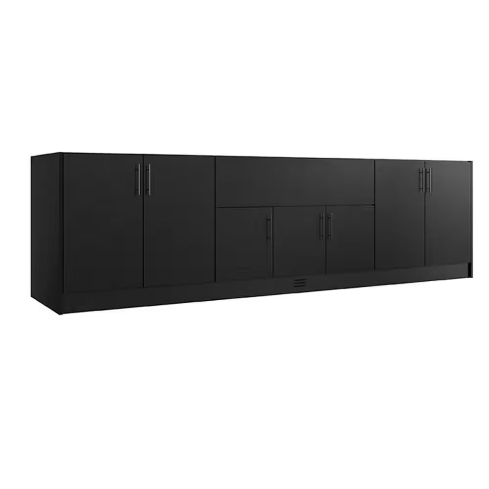 Miami Pitch Black 17-Piece 121.25 In. X 34.5 In. X 28 In. Outdoor Kitchen Cabinet Island Set