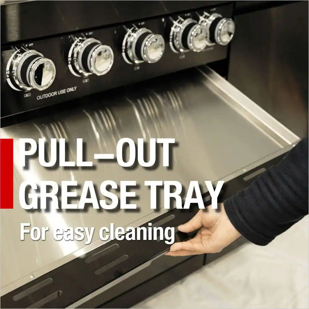 43 In. 6-Burner 85,000 BTU Stainless Steel Outdoor Kitchen BBQ Grill Island, Wine Refrigerator, Rotisserie, in Sliver