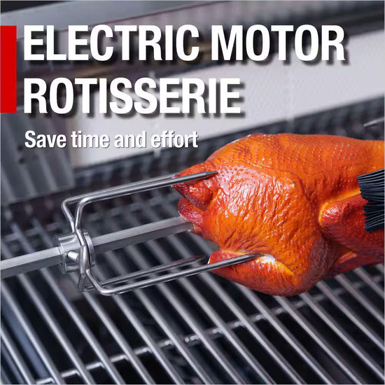 43 In. 6-Burner 85,000 BTU Stainless Steel Outdoor Kitchen BBQ Grill Island, Wine Refrigerator, Rotisserie, in Sliver