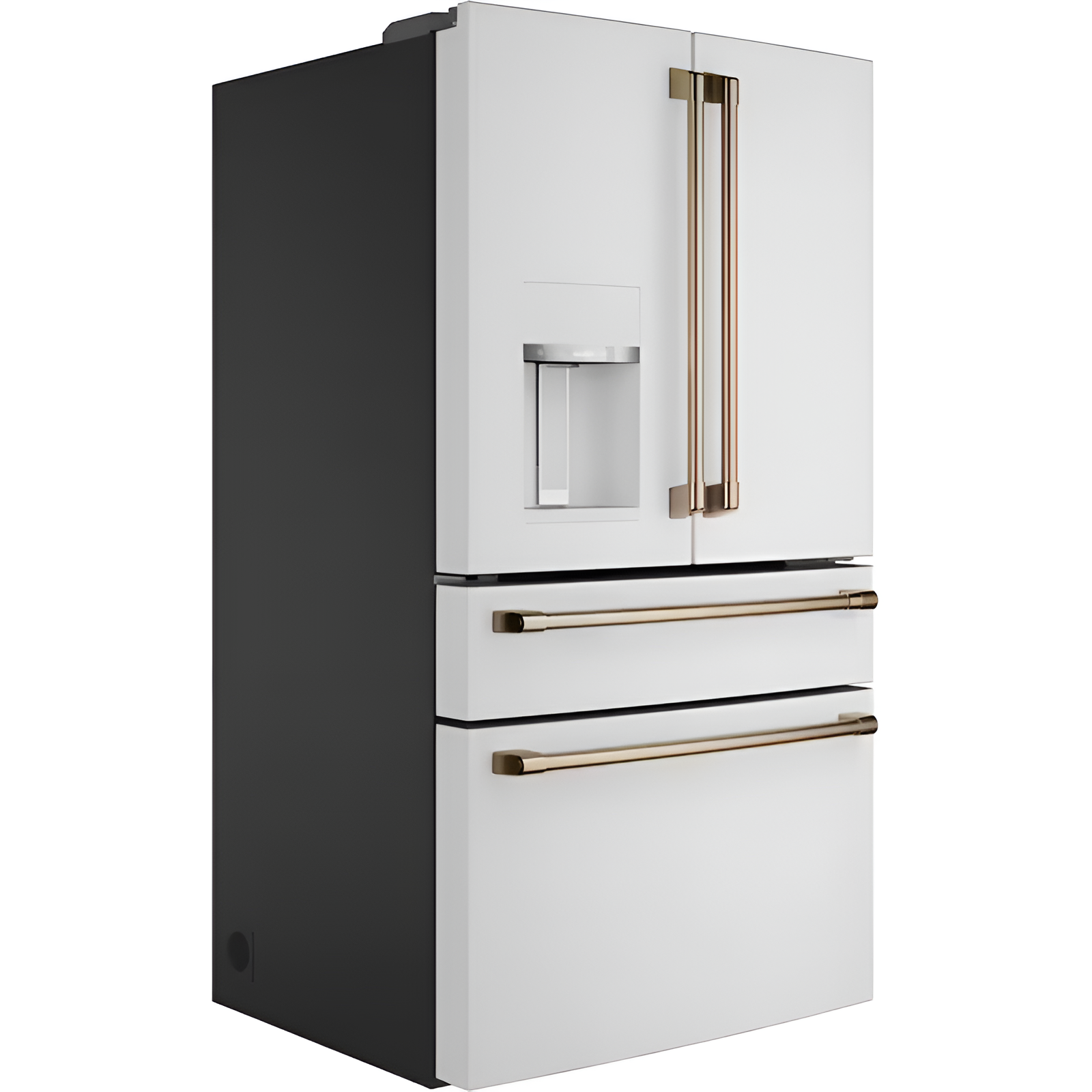 Standard-Depth 27.8-Cu Ft 4 -Door 36-In Wide Smart Compatible French Door Refrigerator with Ice Maker with Water and Ice Dispenser ( Matte White with Brushed Bronze Handles ) ENERGY STAR Certified