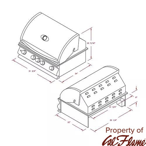 Cal Flame P4 | 4-Burner Built-In Propane Grill | 75,000 BTU | Stainless Steel