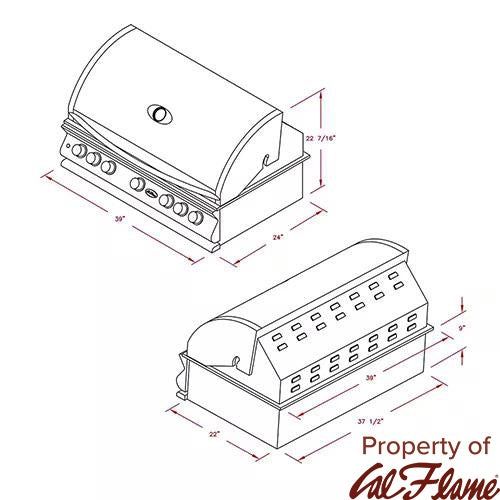 Cal Flame P5 | 5-Burner Built-In Propane Grill | 90,000 BTU | Stainless Steel
