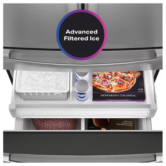 Profile Standard-Depth 28.7-Cu Ft 4 -Door 36-In Wide Smart Compatible French Door Refrirator with Ice Maker with Water Dispenser ( Finrprint-Resistant Stainless Steel ) ENERGY STAR Certified