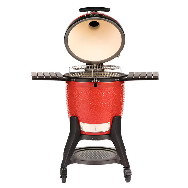 Classic Joe III 18 In. Charcoal Grill in Red with Cart, Side Shelves, Grate Gripper, and Ash Tool