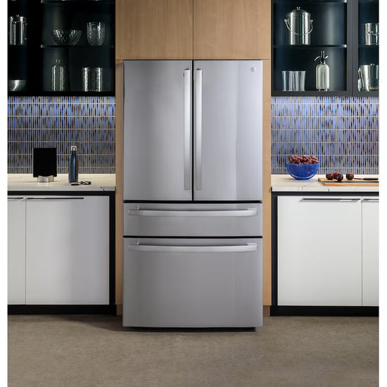 Profile Standard-Depth 29-Cu Ft 4 -Door 36-In Wide Smart Compatible French Door Refrirator with Ice Maker with Water Dispenser and Door within Door ( Finrprint-Resistant Stainless Steel ) ENERGY STAR Certified