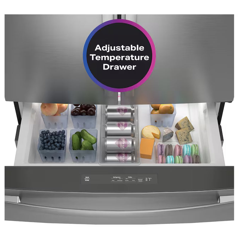 Profile Standard-Depth 28.7-Cu Ft 4 -Door 36-In Wide Smart Compatible French Door Refrirator with Ice Maker with Water Dispenser ( Finrprint-Resistant Stainless Steel ) ENERGY STAR Certified