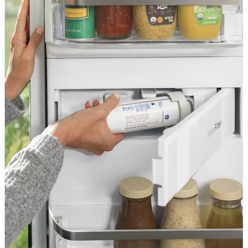 Standard-Depth 27.8-Cu Ft 4 -Door 36-In Wide Smart Compatible French Door Refrigerator with Ice Maker with Water and Ice Dispenser ( Matte White with Brushed Bronze Handles ) ENERGY STAR Certified